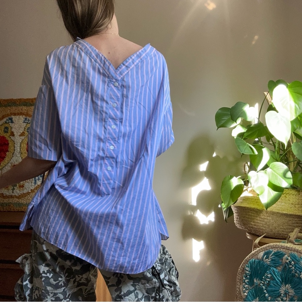 Teija Cotton Pink & Blouse Striped Blouse Size 10 UK/ 4 US